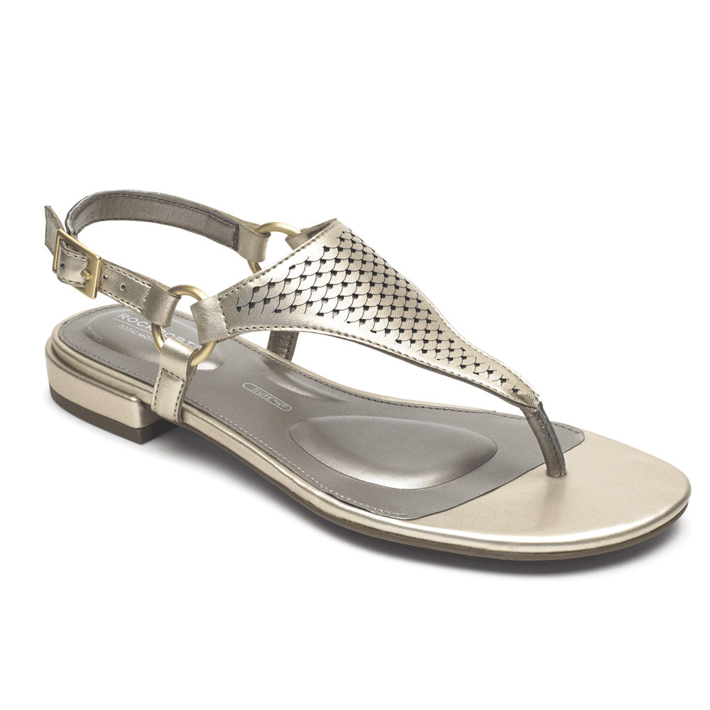 Rockport Womens Total Motion Zosia Thong - Sandals Gold - FOQ239764